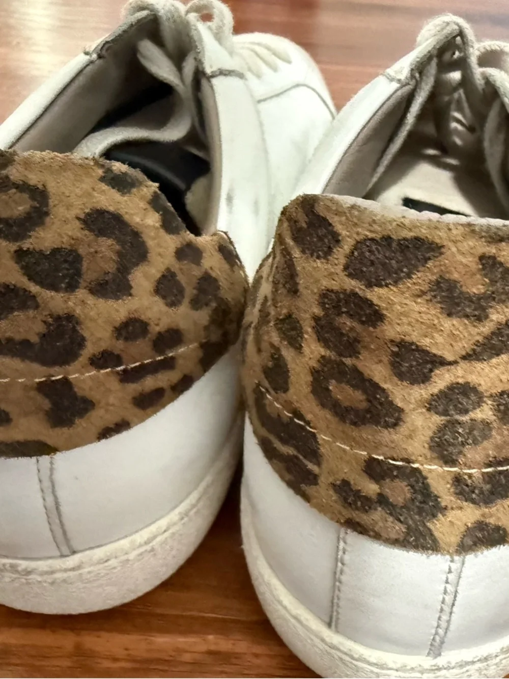 All Saints White Leather Sneakers with Beige Suede Toe - Picture 2 of 6
